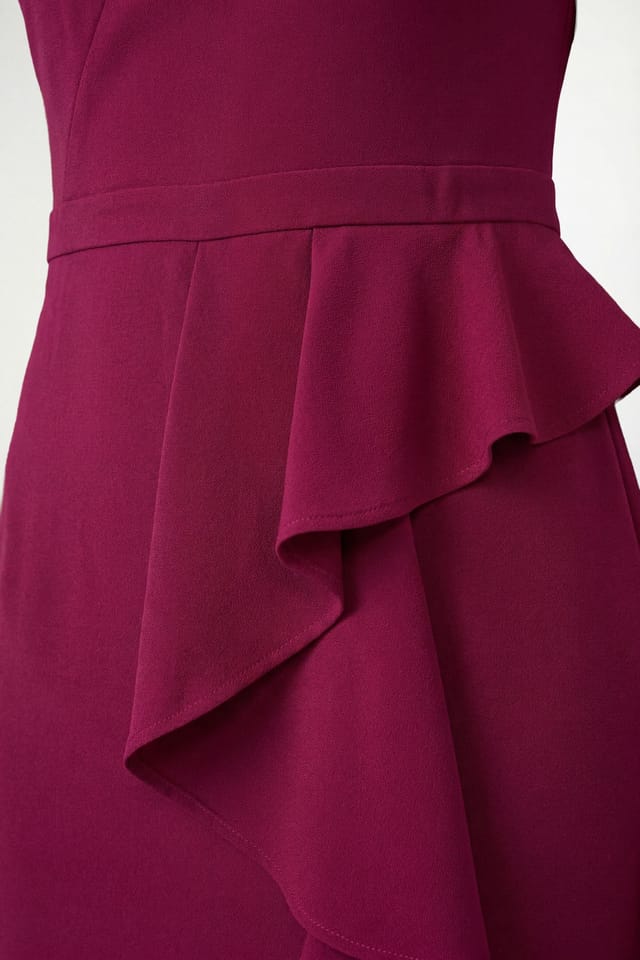 Wallis Wallis Women's Petite Crepe Pleat Ruffle Midi Dress in Pink - 3