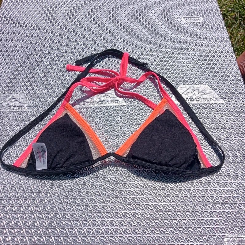 New Look Black Coral Pink Trim Bikini