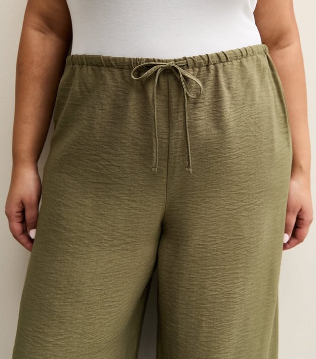 New Look Women's Plus Size Khaki Wide Leg Beach Trousers Curves New Look - 2