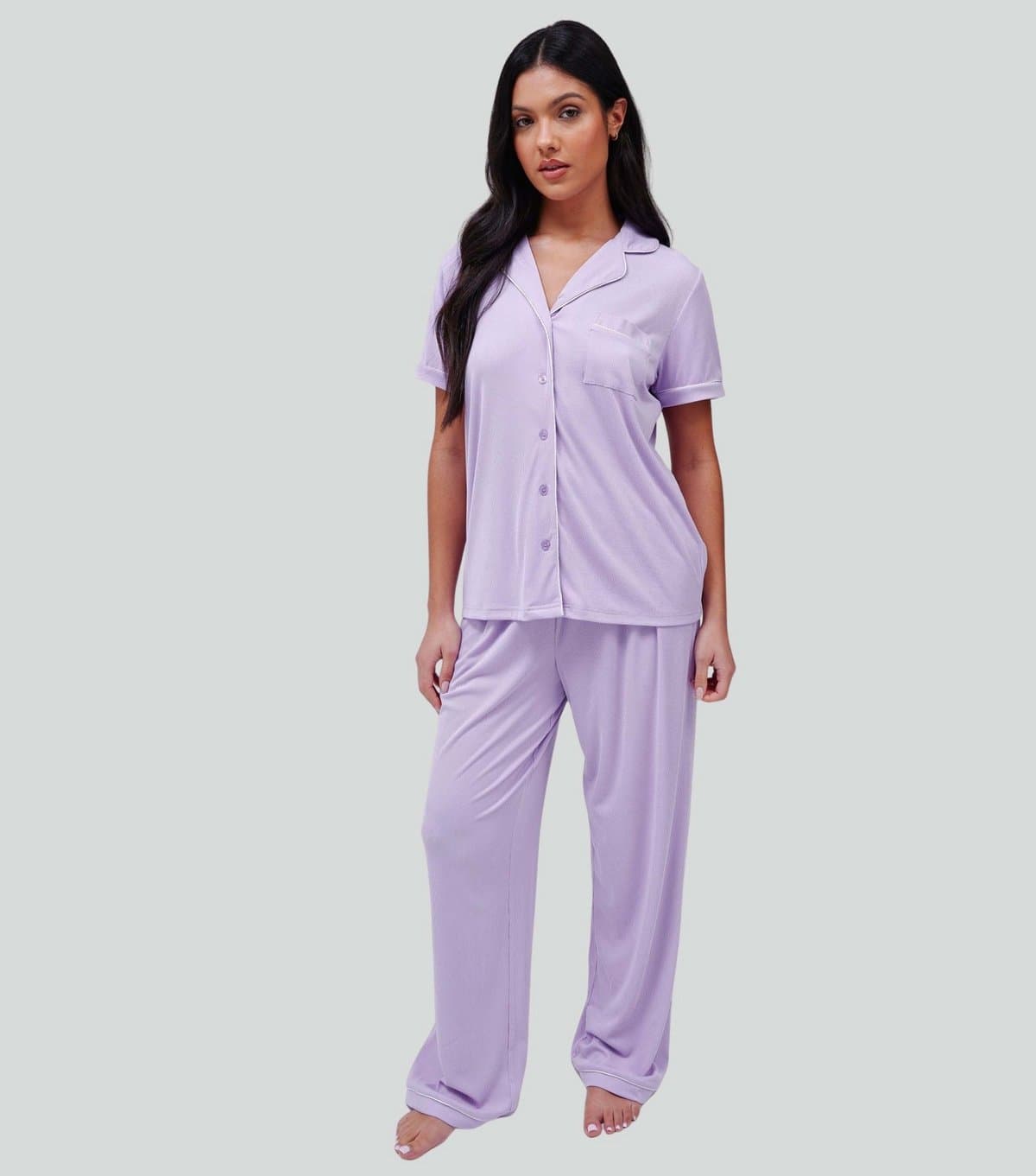 Loungeable Women's Lilac Shirt and Trousers Pyjama Set Loungeable New Look
