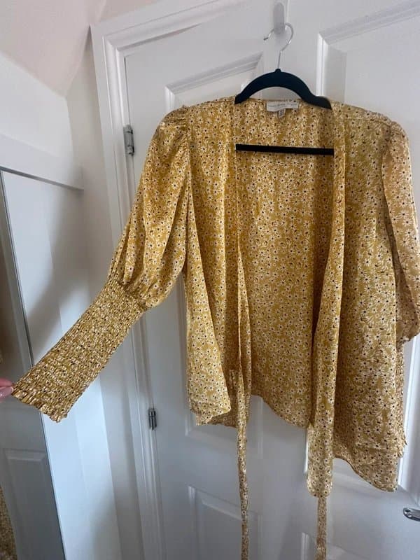 Never Fully Dressed Never Fully Dressed yellow silk wrap blouse 16