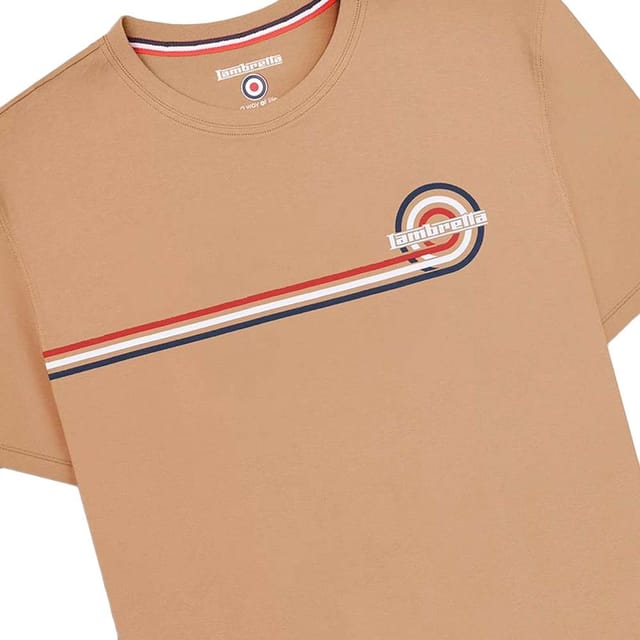 Lambretta Lambretta Men's SS24 Retro Stripe T-Shirt in Light Sand - 2
