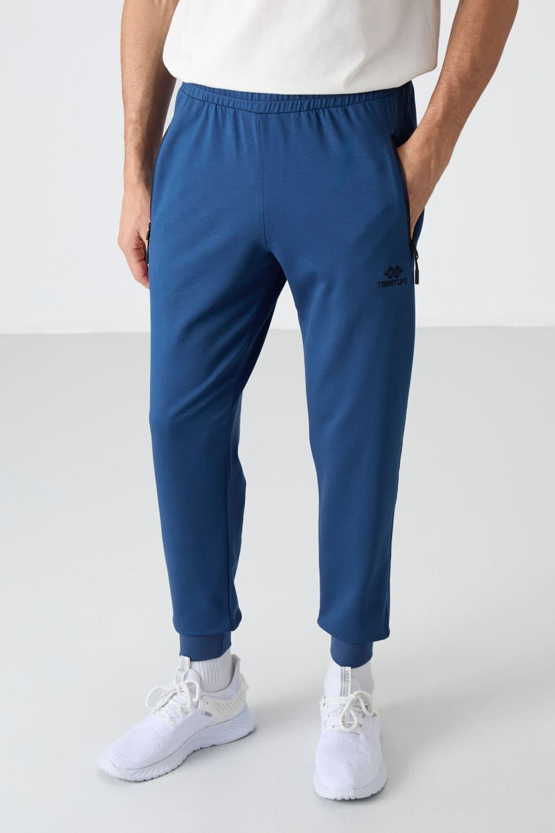 Tommy Life Tommy Life Men's Solid Pull-on Sweatpants With Zip Pocket in Blue