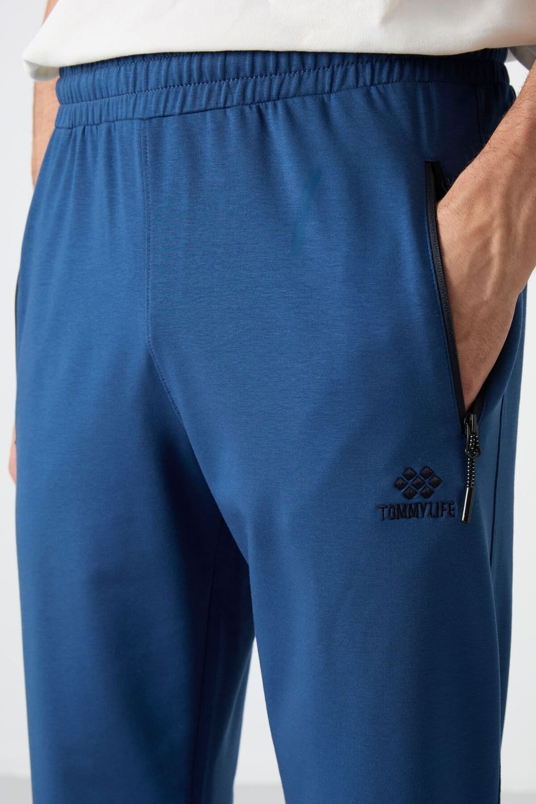 Tommy Life Tommy Life Men's Solid Pull-on Sweatpants With Zip Pocket in Blue - 4
