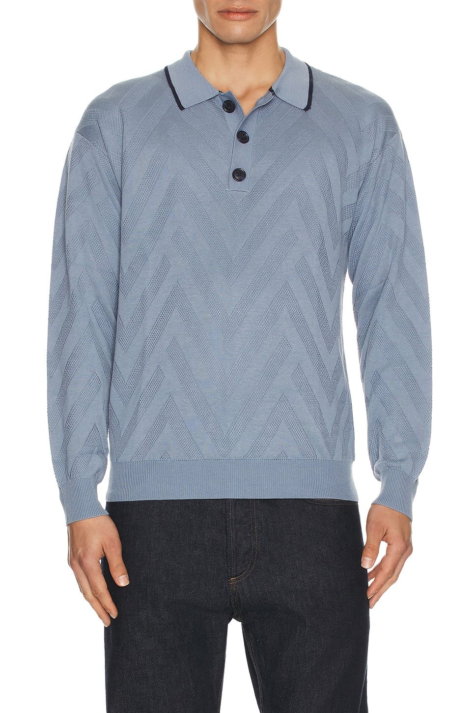 revolve Structure Long Sleeve Polo - 1