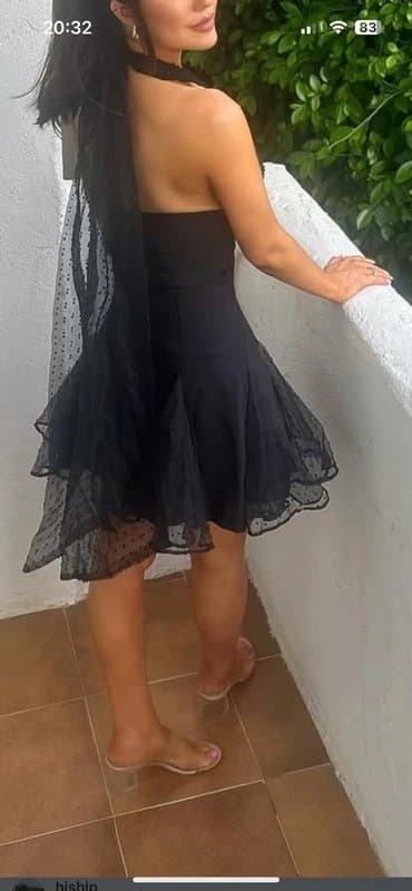 ASOS ASOS luxe black halter neck mini dress