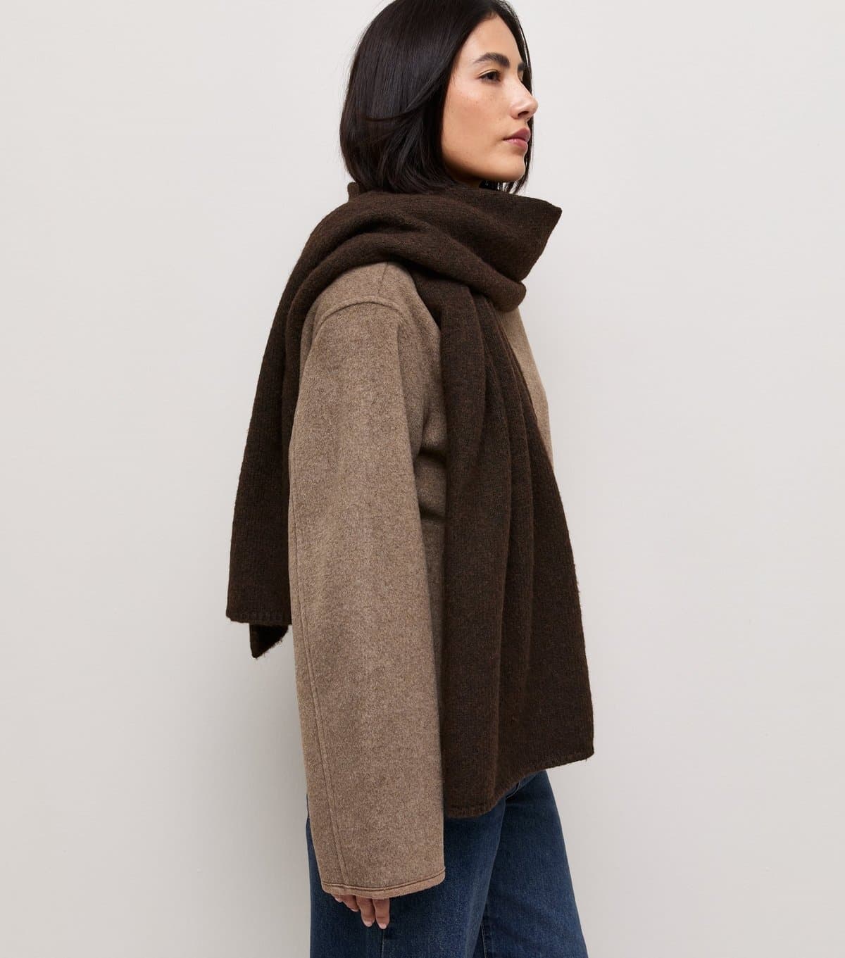 New Look Dark Brown Oversized Wrap Scarf New Look