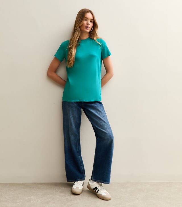 New Look Women's Teal Cotton Crew Neck T-Shirt New Look - 2