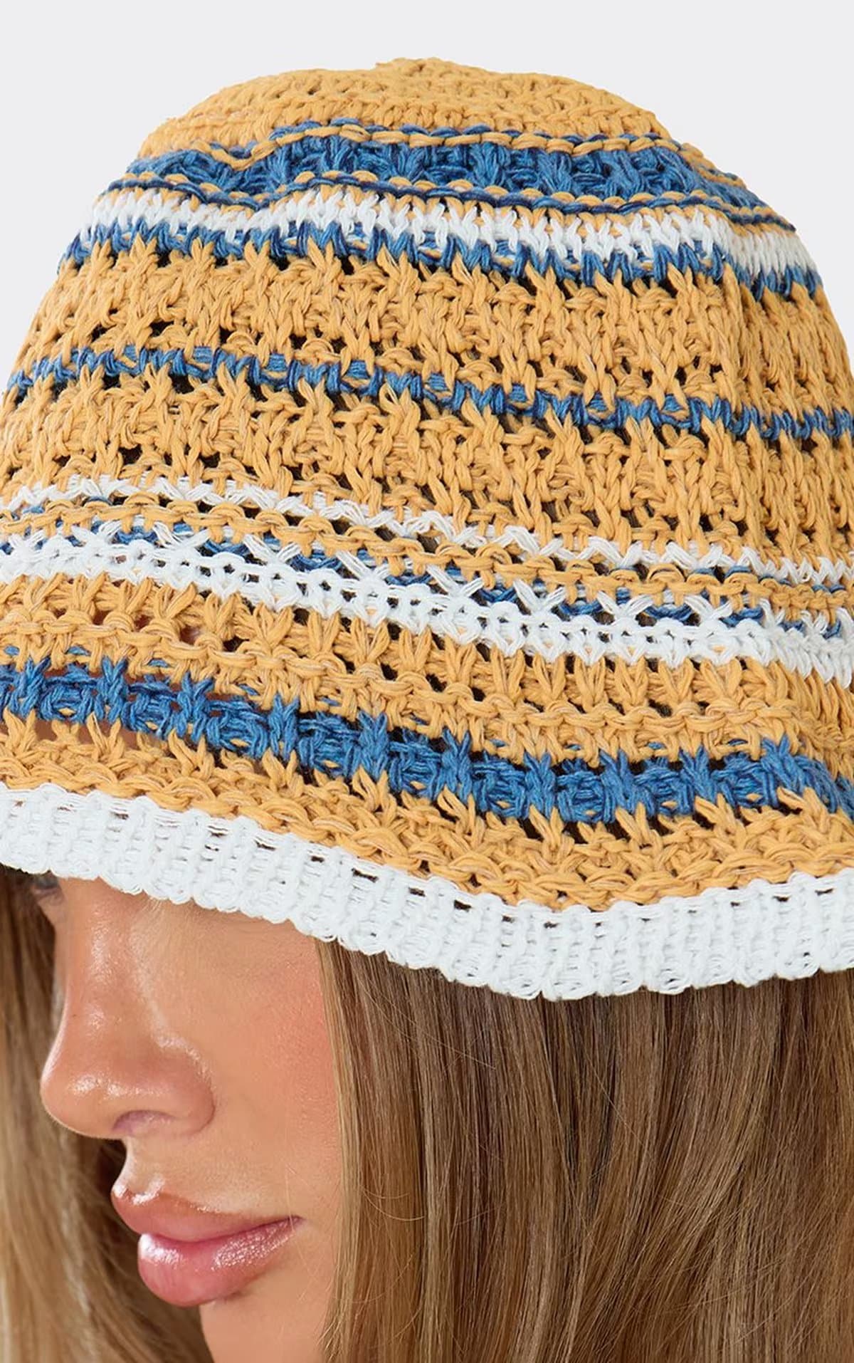 EGO EGO Beige Stripe Woven Beach Bucket Hat