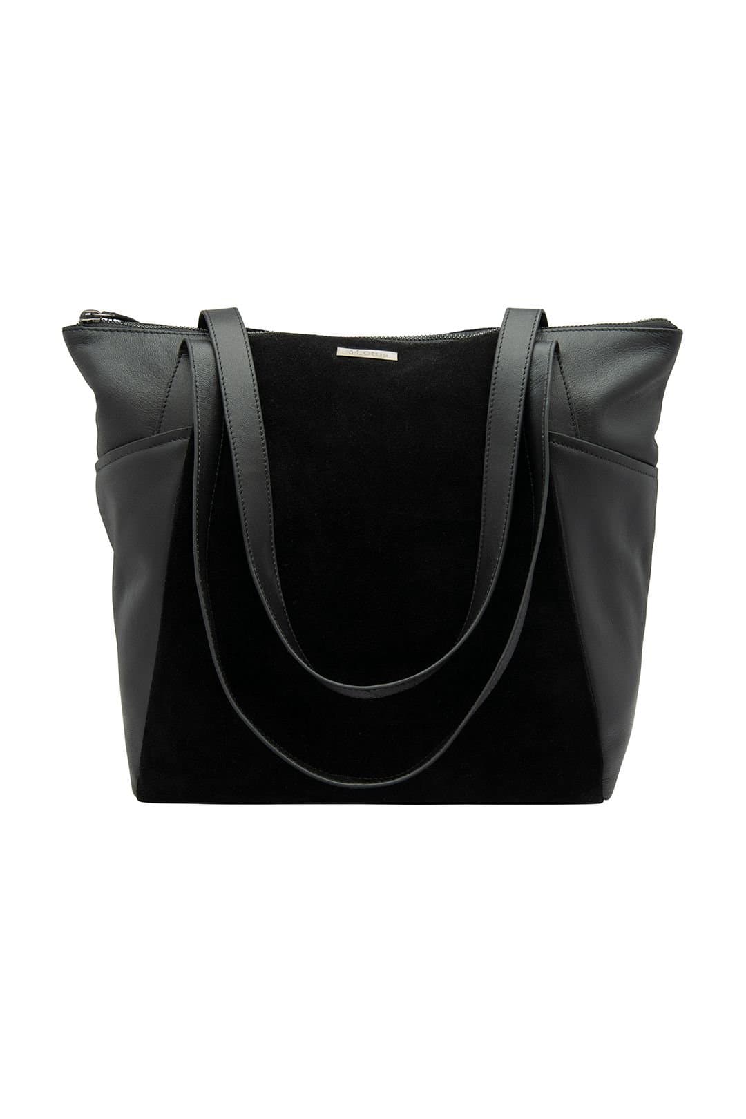 Lotus Lotus Women's 'Amelie' Leather & Suede Tote Shoulder Bag in Black