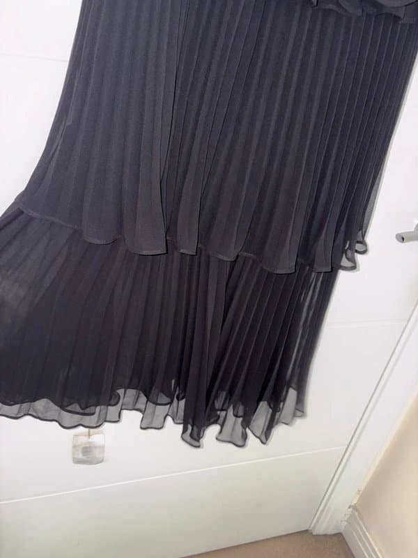 Self-Portrait Self Portrait Black Embellished Tiered Chiffon Midi Dress Size 8 Occasion Party designer