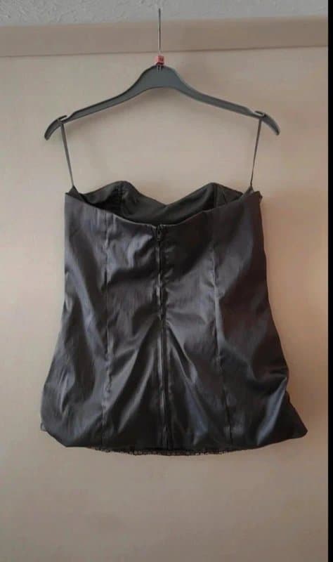 New Look New Stunning New Look Gun metal Grey/Silver Sequinned Basque Lined Top Immaculate
