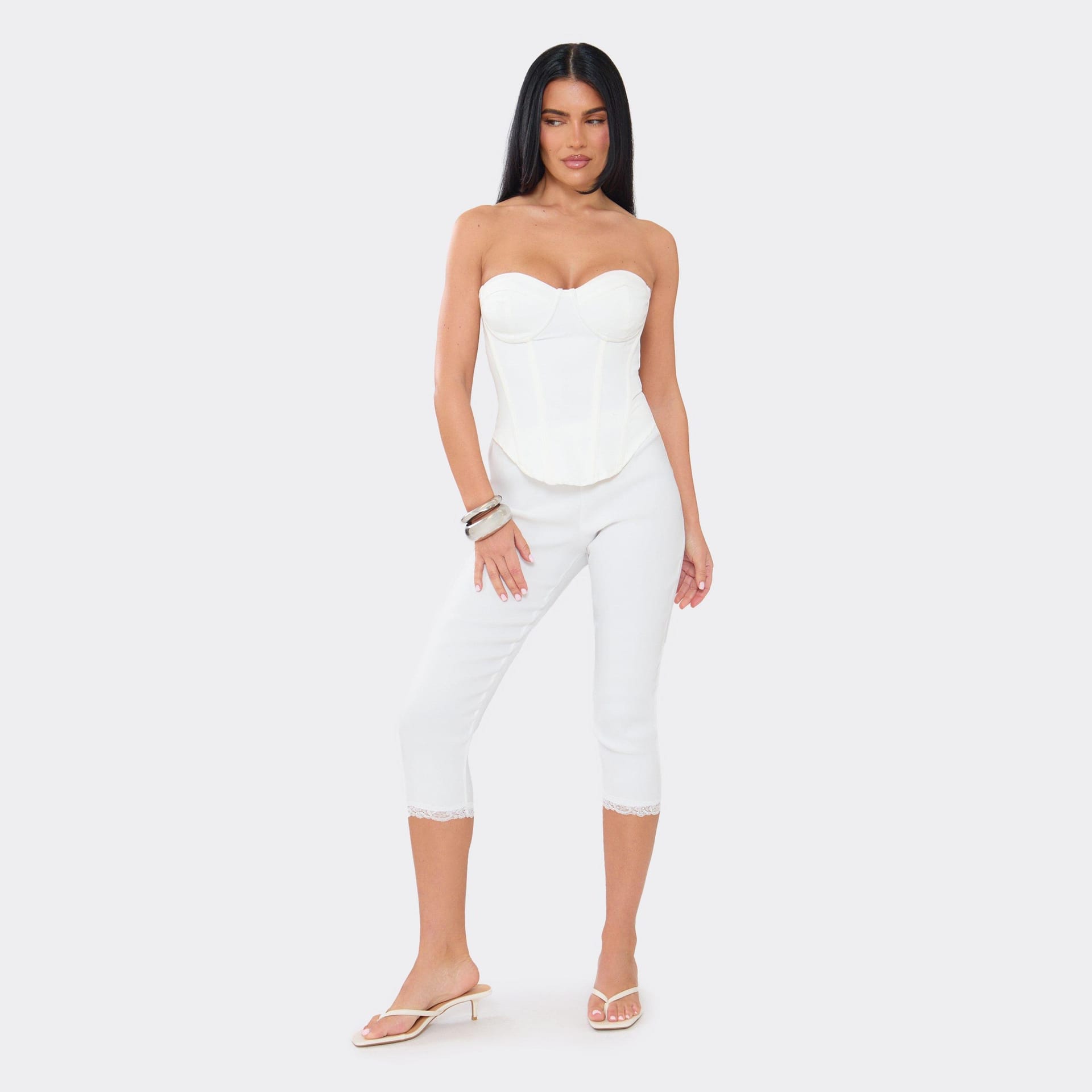 EGO White Lace Trim Capri Leggings