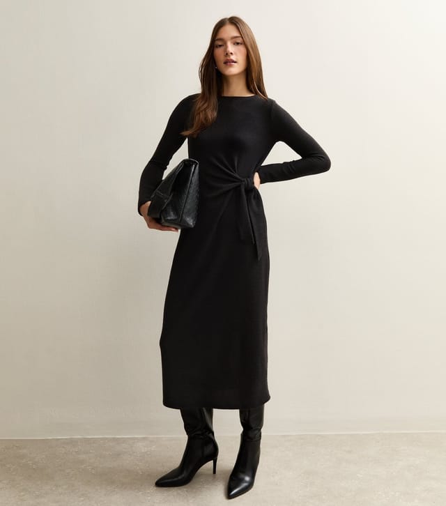 New Look Women's Black Tie Belt Midi Dress New Look - 3