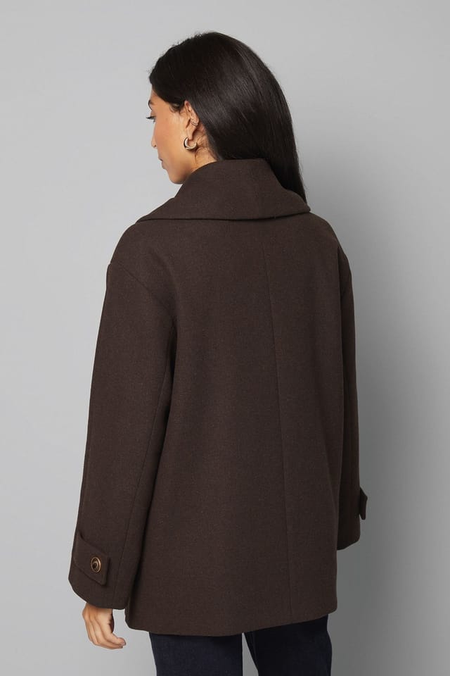 Wallis Wallis Women's Mid Length Shawl Collar Double Breasted Coat in Chocolate - 3