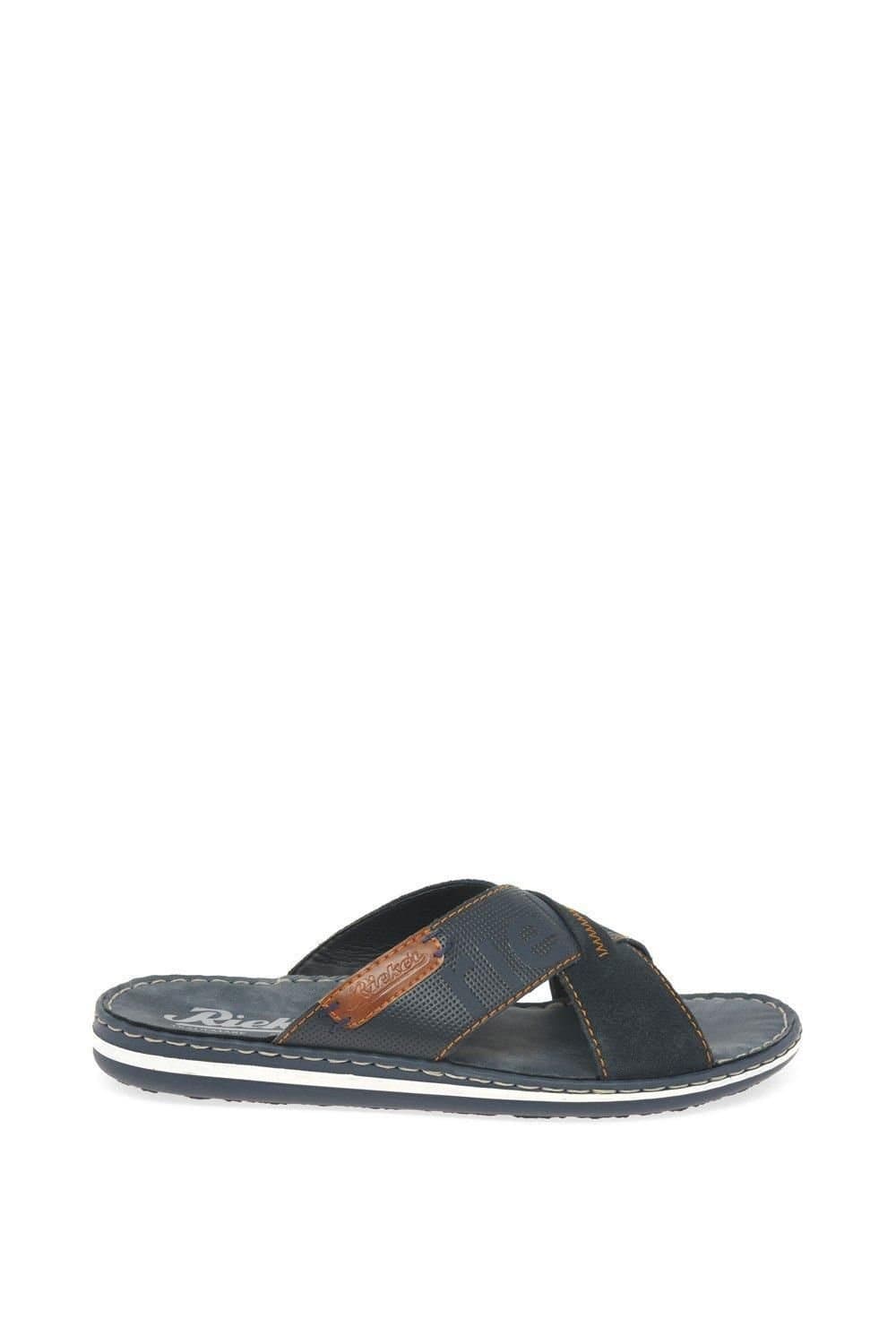 Rieker Rieker Men's 'Waves' Crossover Sliders in Dark Blue