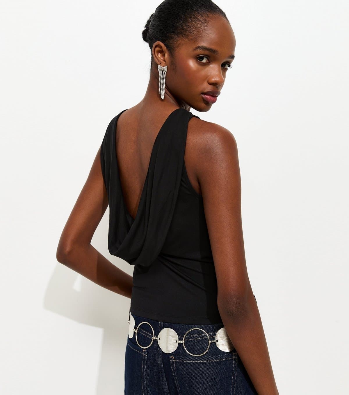 New Look Women's Black Cowl Back Tank Top New Look