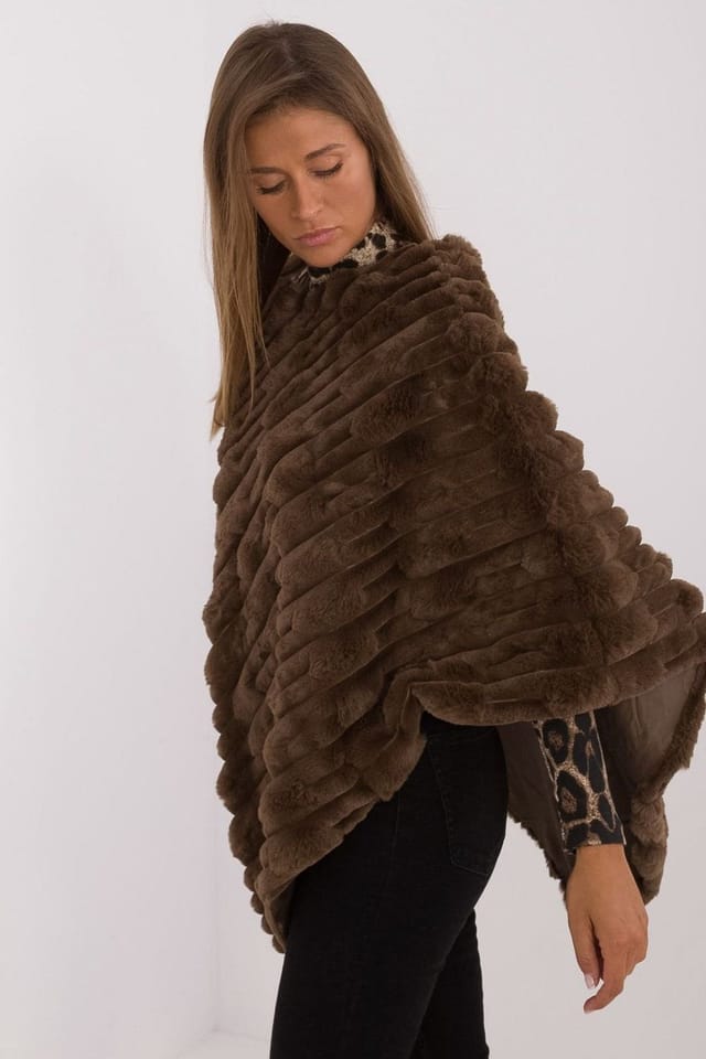 Love Lace Love Lace Women's Everyday Textured Polyester Poncho with Lining in Brown - 2