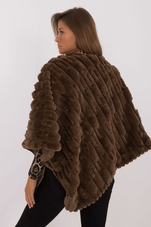 Love Lace Love Lace Women's Everyday Textured Polyester Poncho with Lining in Brown - 3