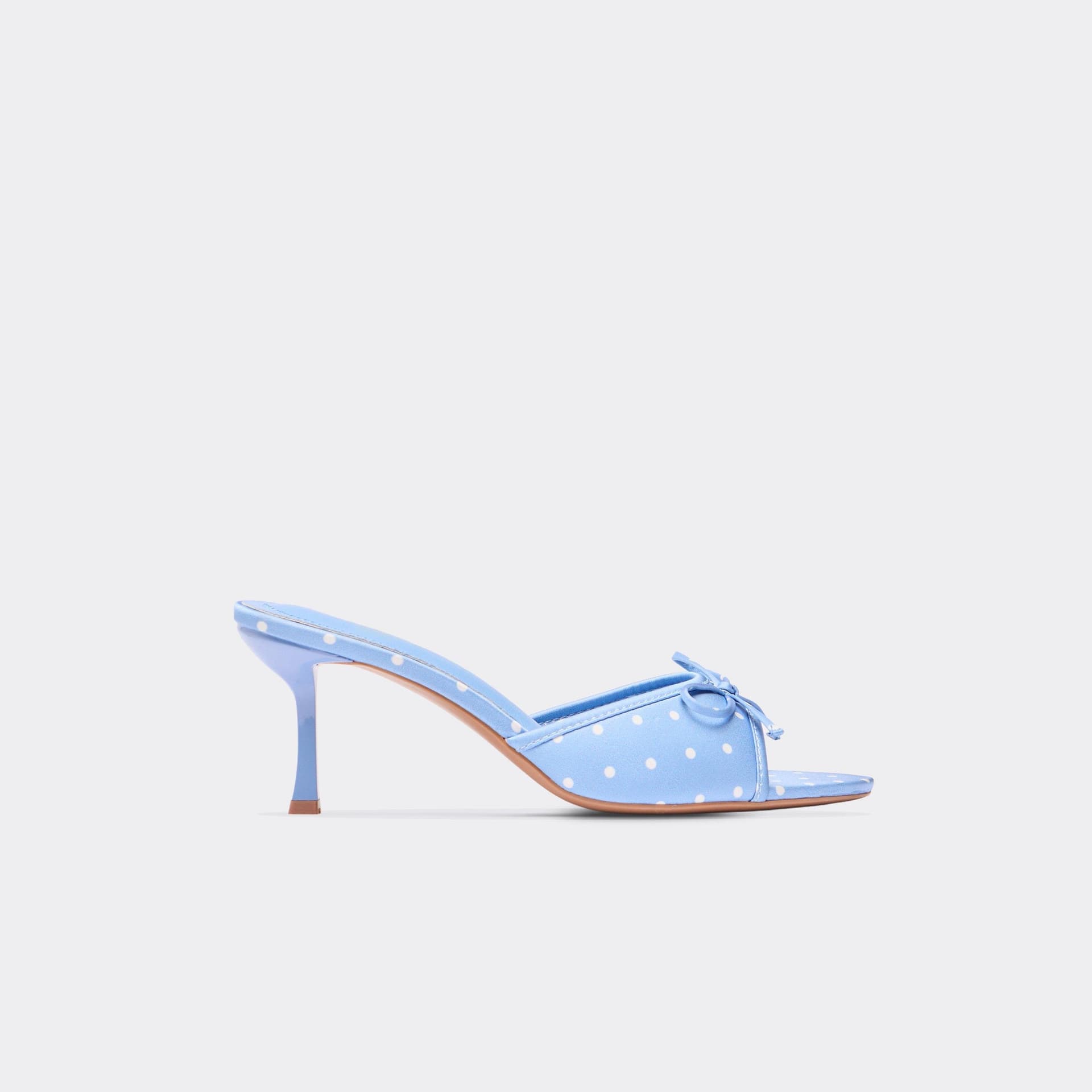 EGO EGO Blue Polka Dot Satin Peep Toe Bow Detail Heeled Mule