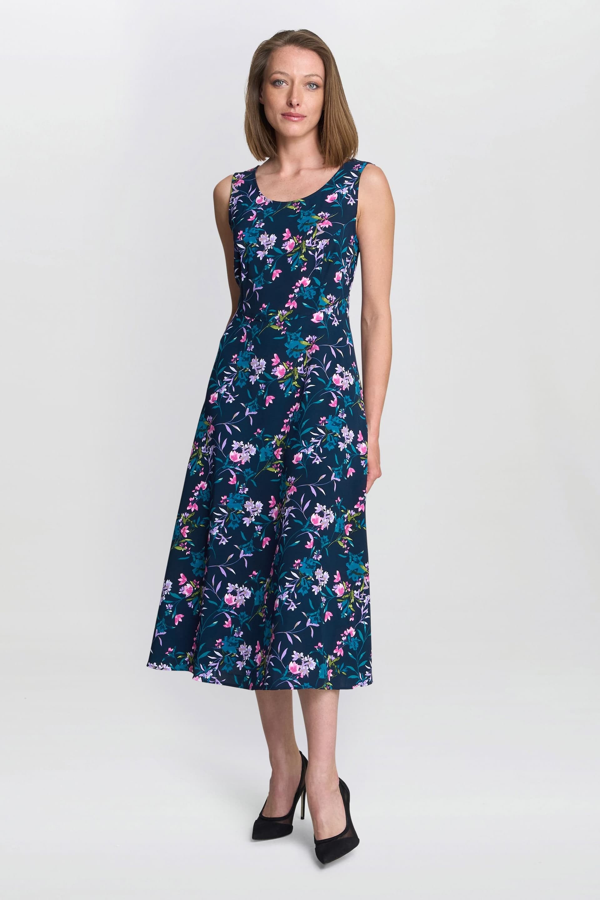 Gina Bacconi Gina Bacconi Women's Flo Floral Jersey Dress in Navy