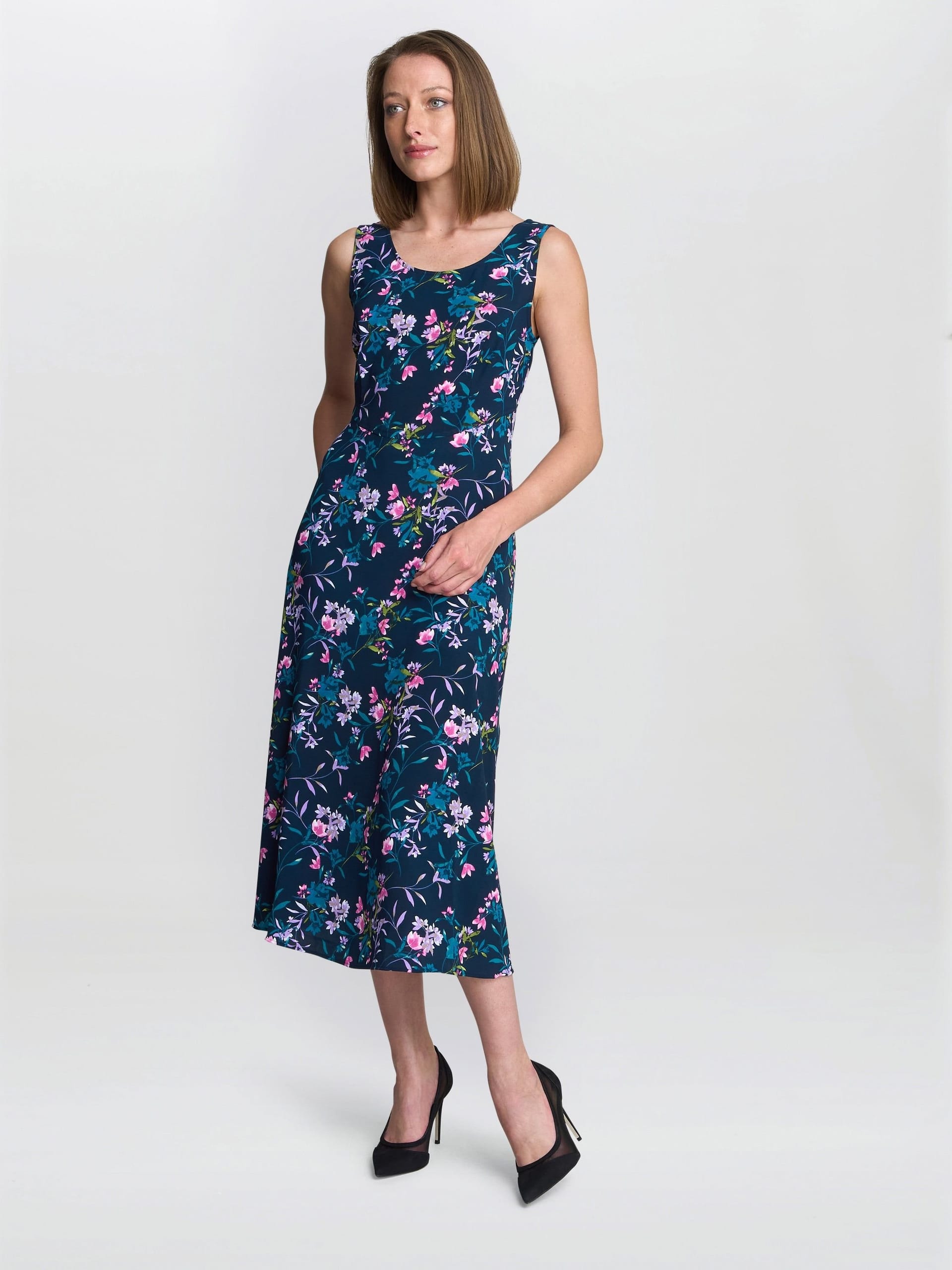 Gina Bacconi Gina Bacconi Women's Flo Floral Jersey Dress in Navy - 4