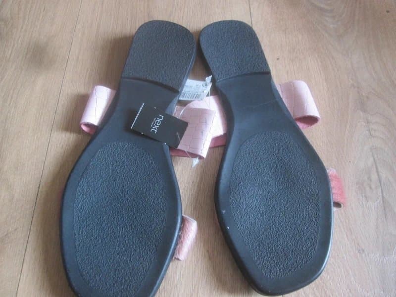 Next Next size 7 pink leather flat slide slip on Sandals Brand new with tags