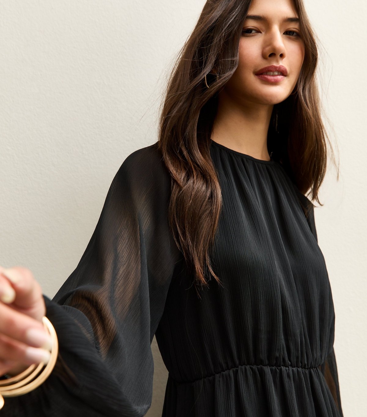 New Look Women's Black Chiffon Tiered Mini Dress New Look - 3