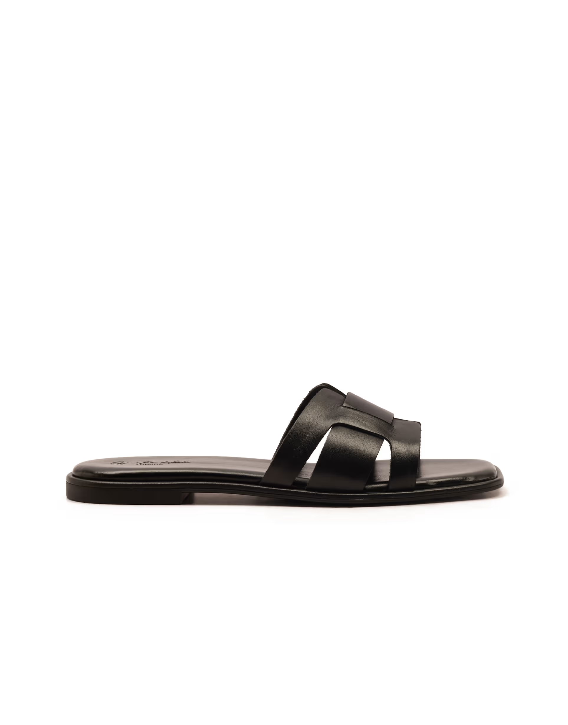 ASOS Off The Hook Heath leather slip on flat sandals in black - 1