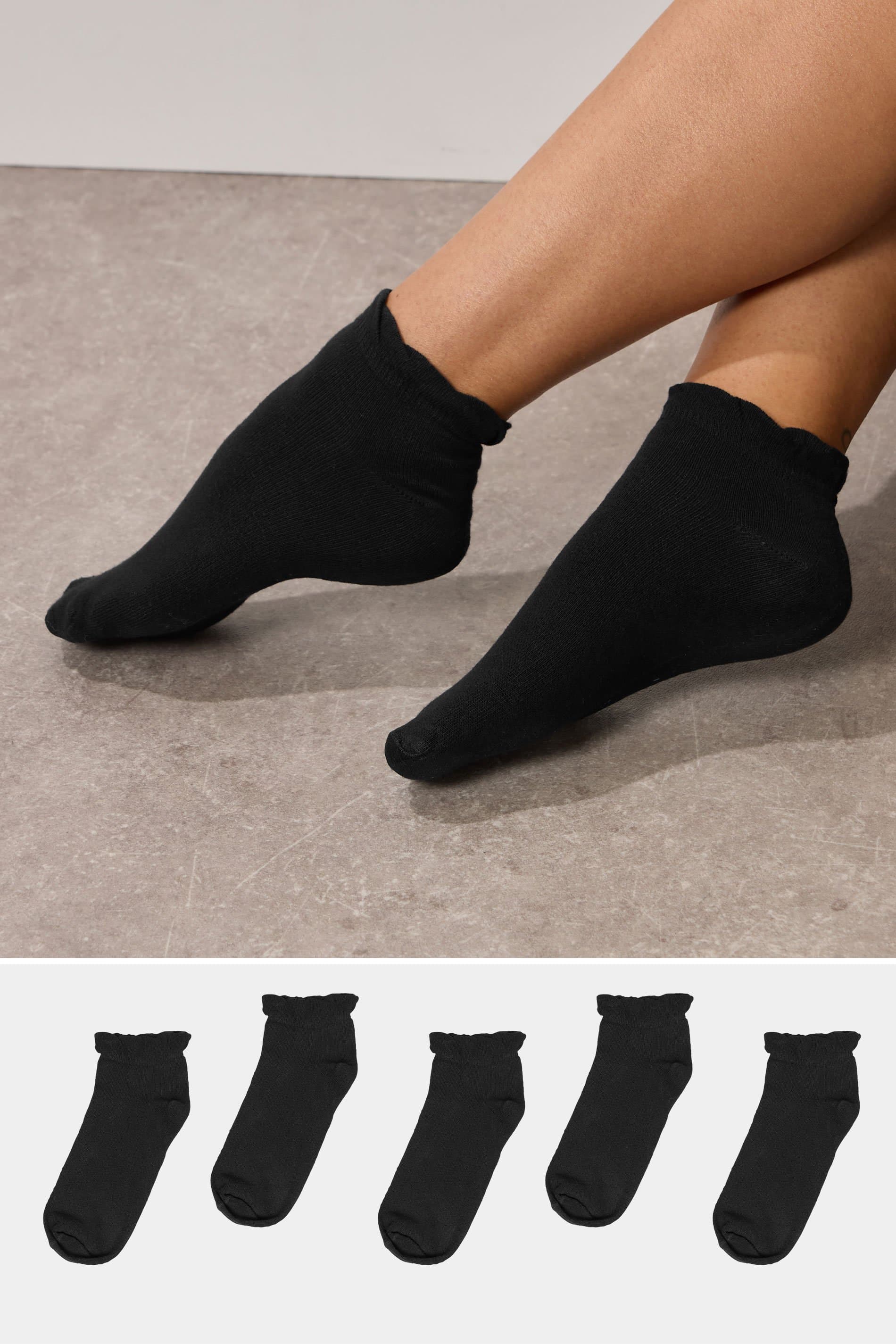 Yours 5 Pack Black Trainer Liner Socks
