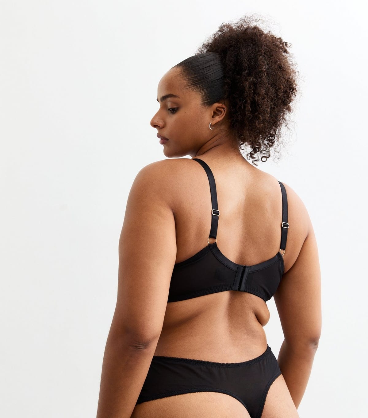 New Look Women's Plus Size Black High Waisted Lace Thong Curves New Look - 4