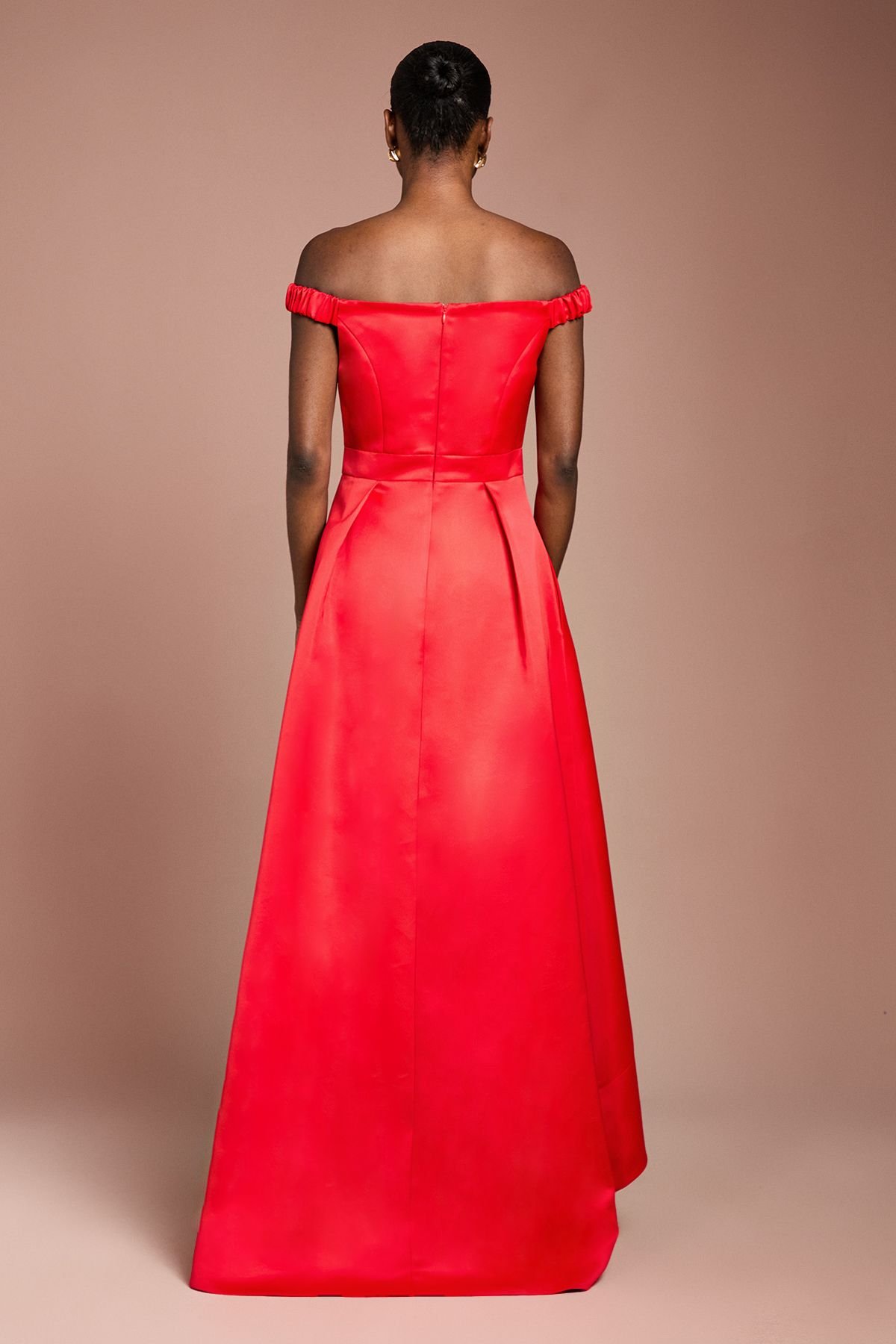 Coast Coast Women's Bardot Fit & Flare Hi Low Hem Maxi Dress in Flame Red - 3