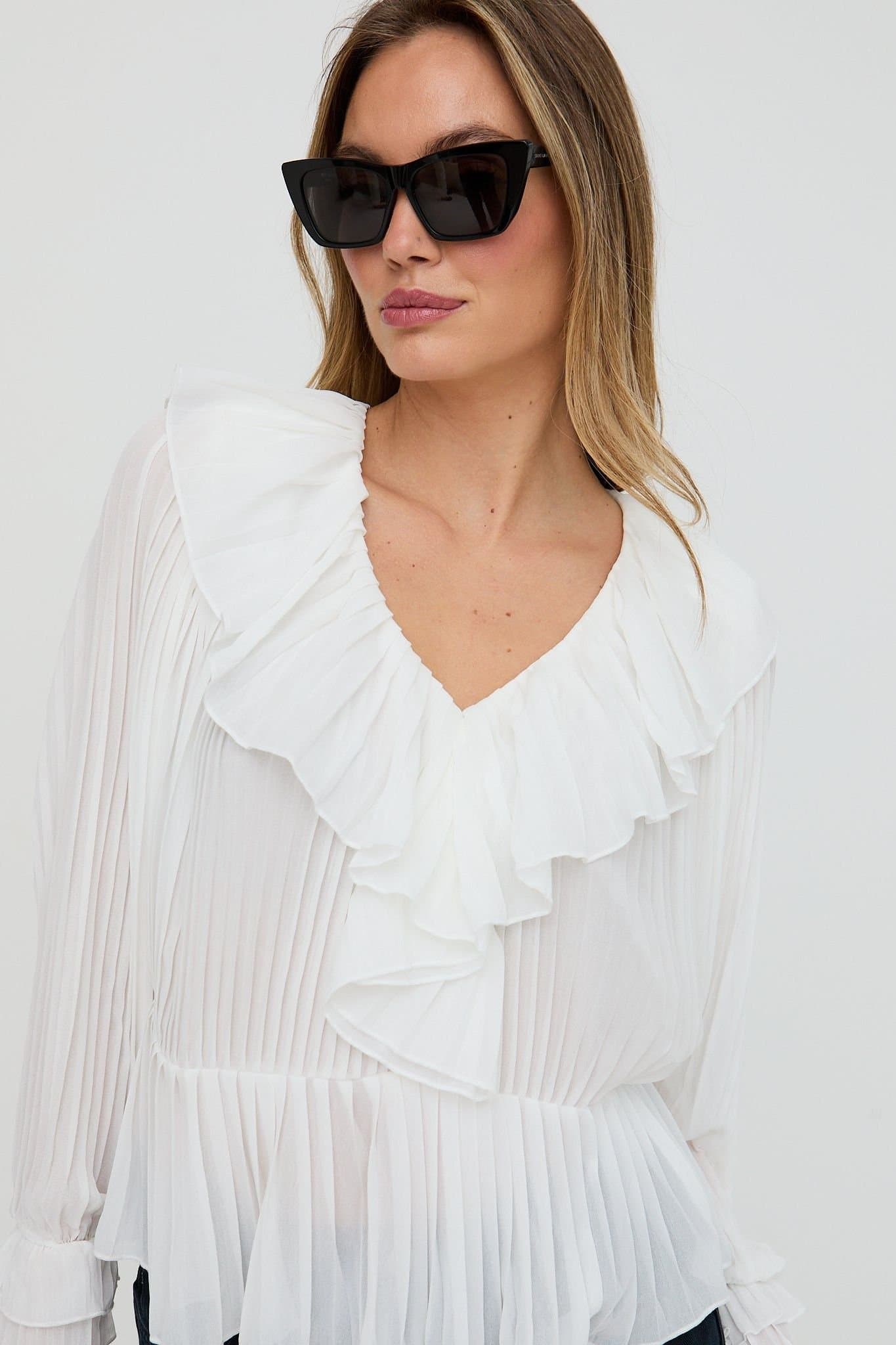 Lily and Lionel Lily and Lionel White Pleated Blouse