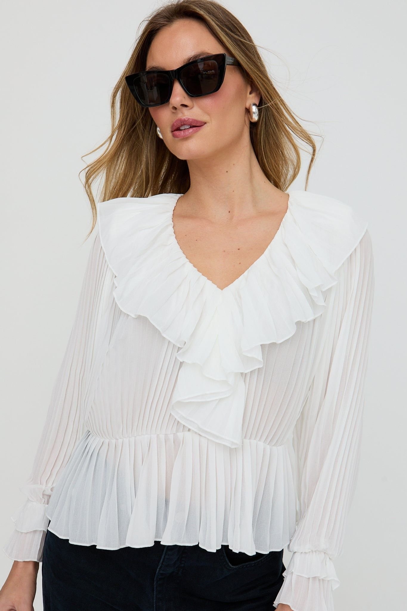 Lily and Lionel Lily and Lionel Women's River All Over Pleats Blouse In White - 4