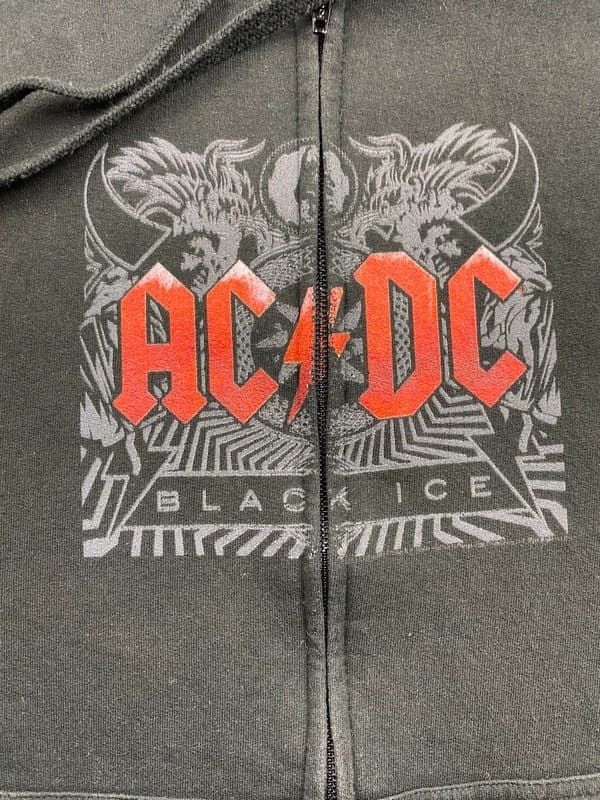 AC/DC AC/DC Zip Through Hoodie Black Vintage Feel approx size small men’s / unisex