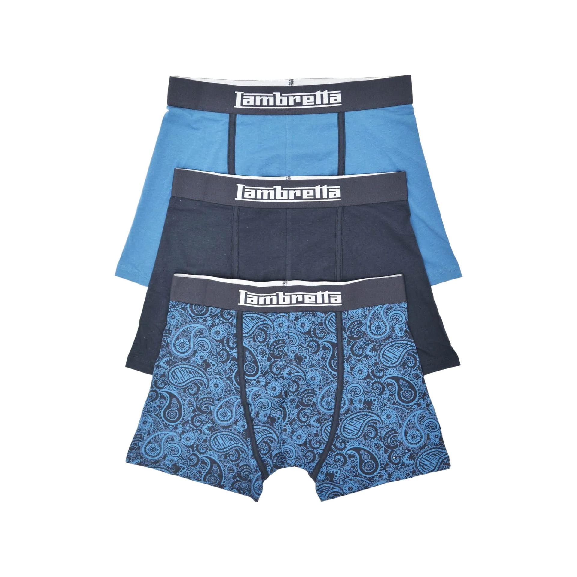 Lambretta Lambretta Men's Paisley Boxer Shorts (Pack of 3) in Navy