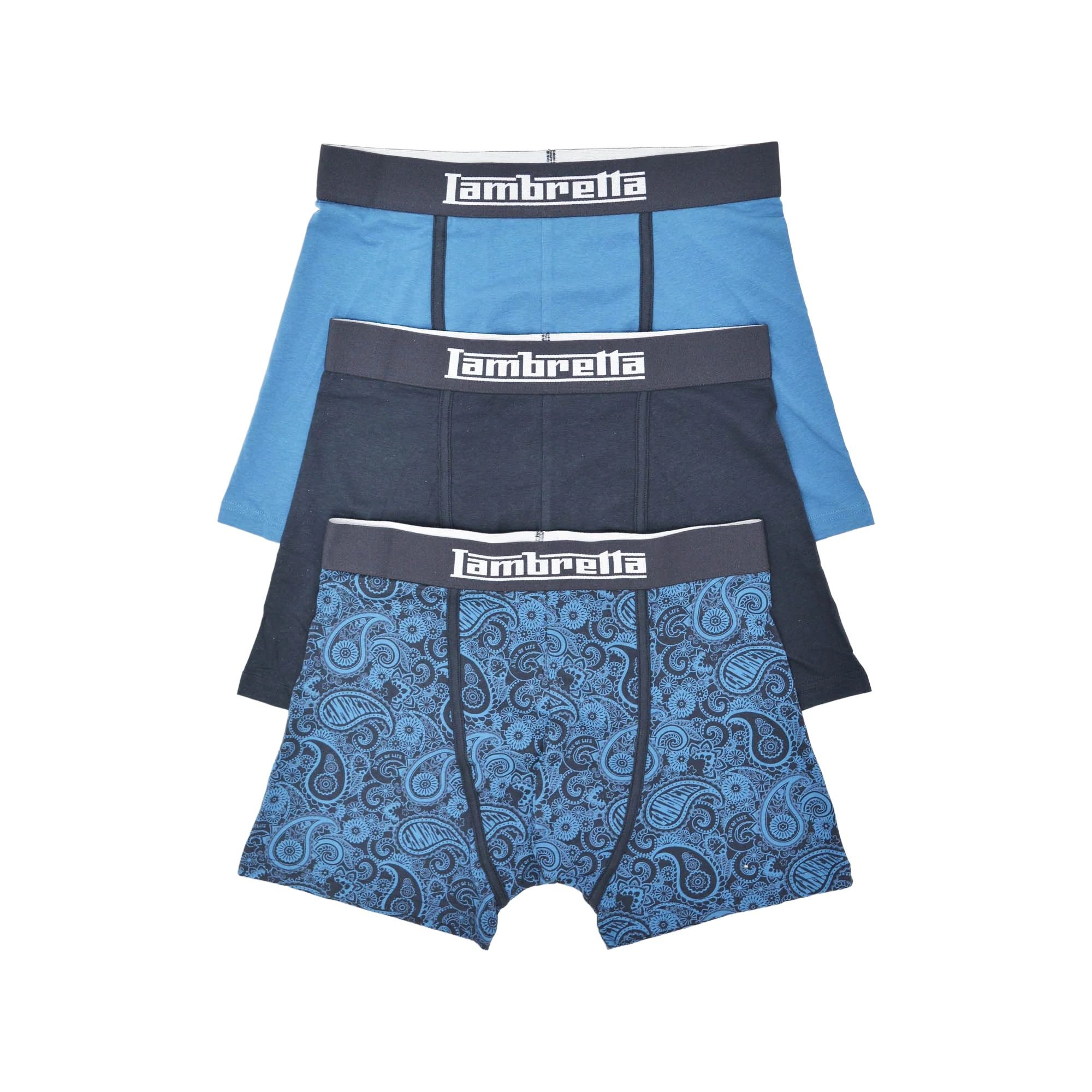 Lambretta Lambretta Men's Paisley Boxer Shorts (Pack of 3) in Navy - 3