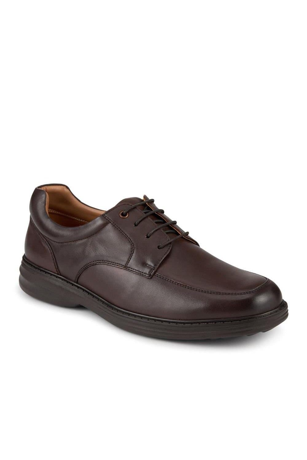 Pavers Pavers Men's Wide Fit Leather Lace-Up Shoes With Comfort Sole in Brown