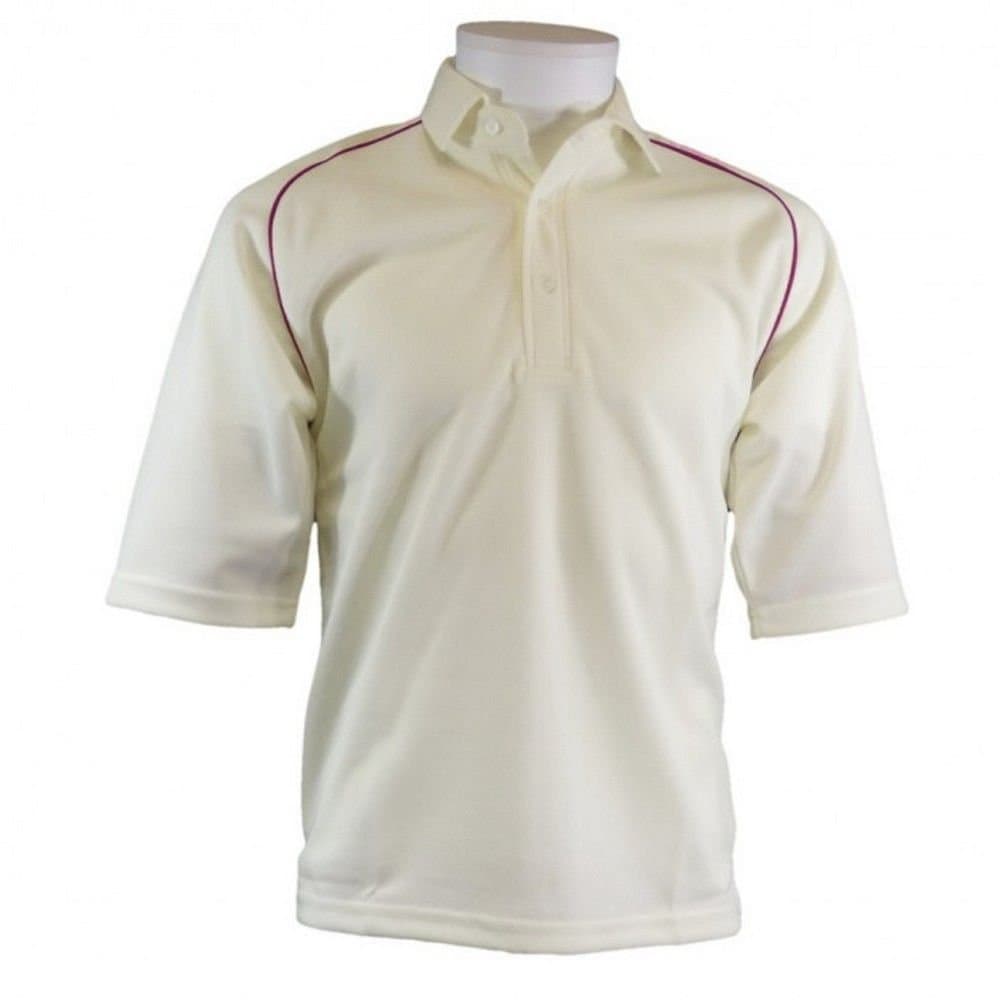 Carta Sport Carta Sport Men's Contrast Piping Cricket Shirt in Off-White