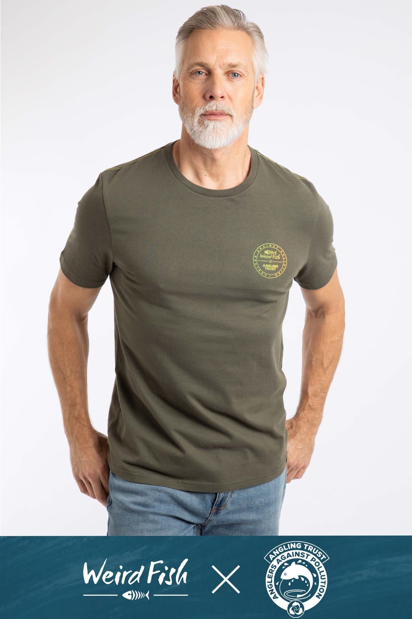 Weird Fish Weird Fish Men's Angling Trust Graphic T-Shirt in Dark Green