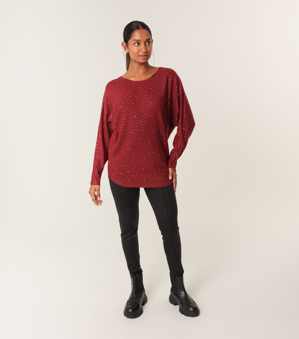 Blue Vanilla Women's Red Rhinestone Embellished Jumper Blue Vanilla New Look - 2