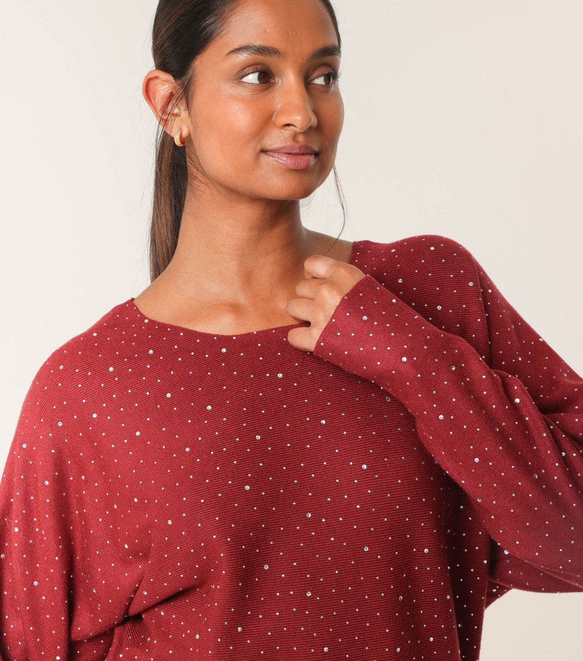 Blue Vanilla Women's Red Rhinestone Embellished Jumper Blue Vanilla New Look - 3