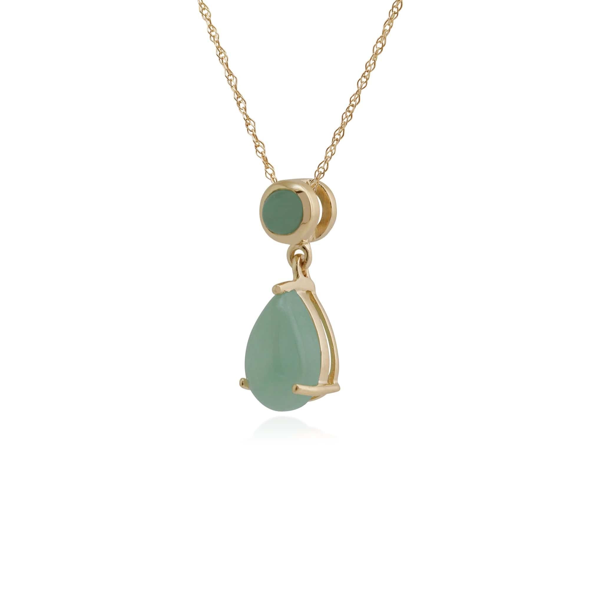 Gemondo Gemondo Women's Classic Pear & Round Green Jade Pendant in 9ct Yellow Gold - 2