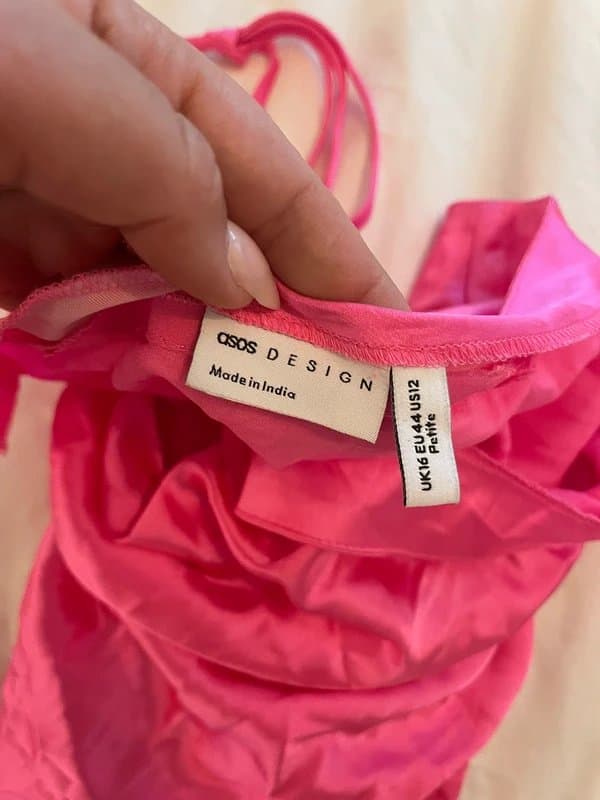 ASOS Asos pink one shoulder midi dress