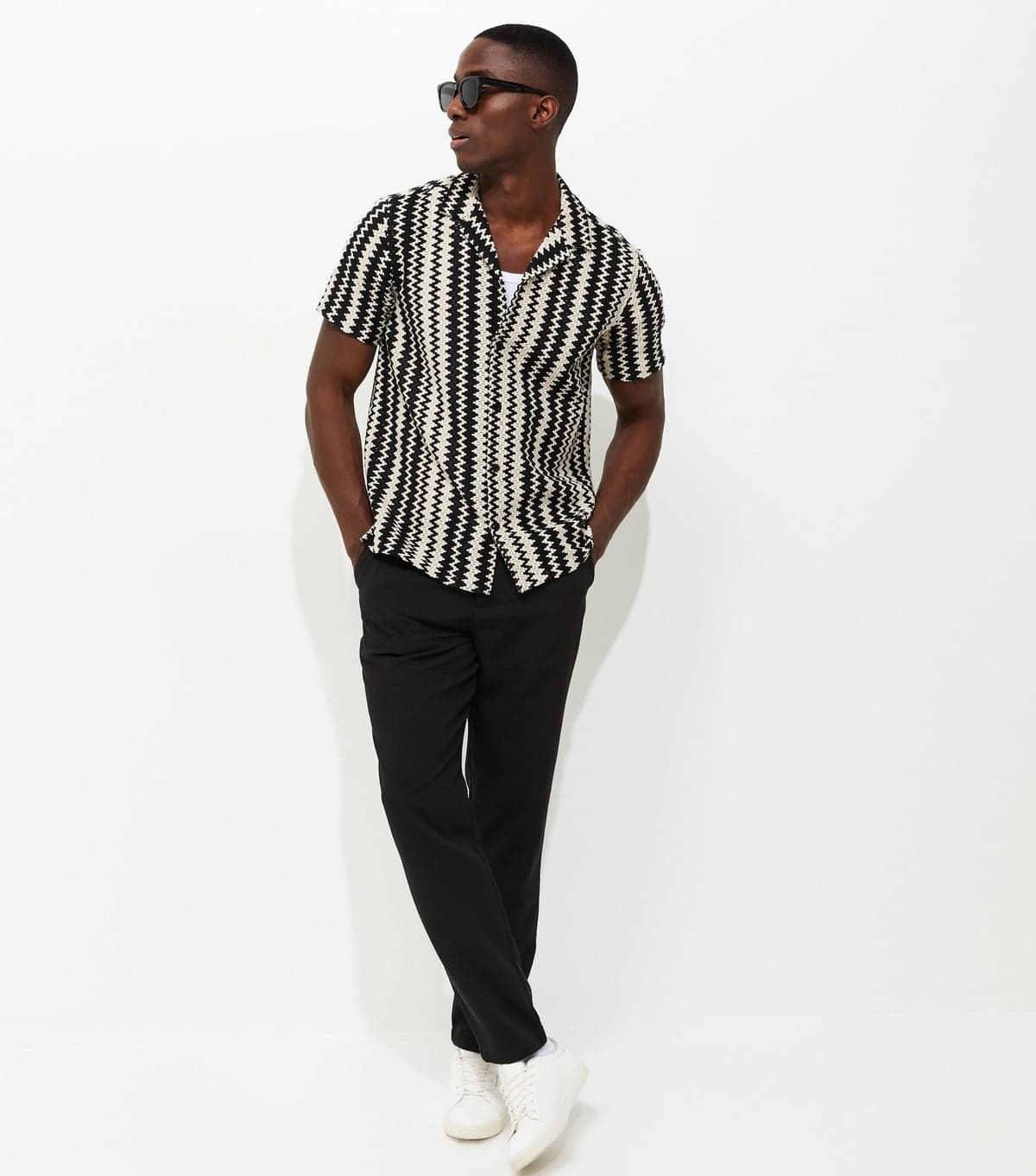 New Look Men's Black Slim Linen Look Chino Trousers New Look