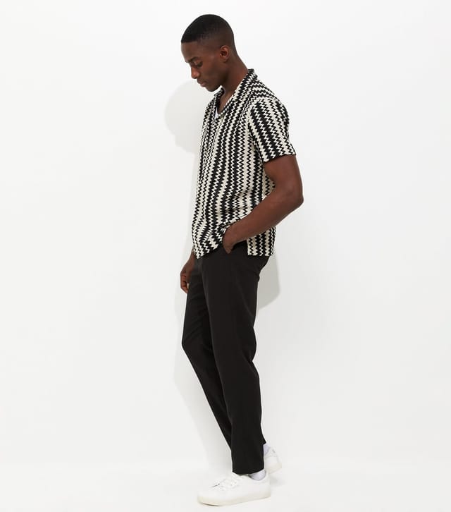 New Look Men's Black Slim Linen Look Chino Trousers New Look - 3