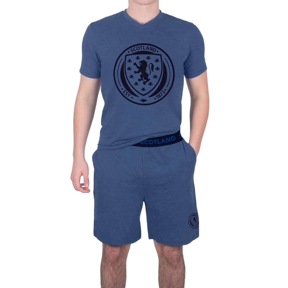 Scottish FA Scottish FA Men's Adults Short Pyjama Set in Mid Blue - 1