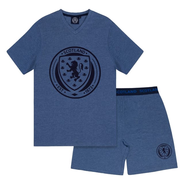 Scottish FA Scottish FA Men's Adults Short Pyjama Set in Mid Blue - 2