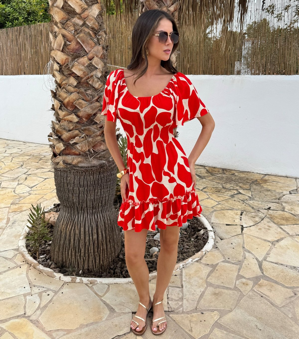 AX Paris Women's Red Butterfly Sleeve Frill Hem Mini Dress AX Paris New Look - 2