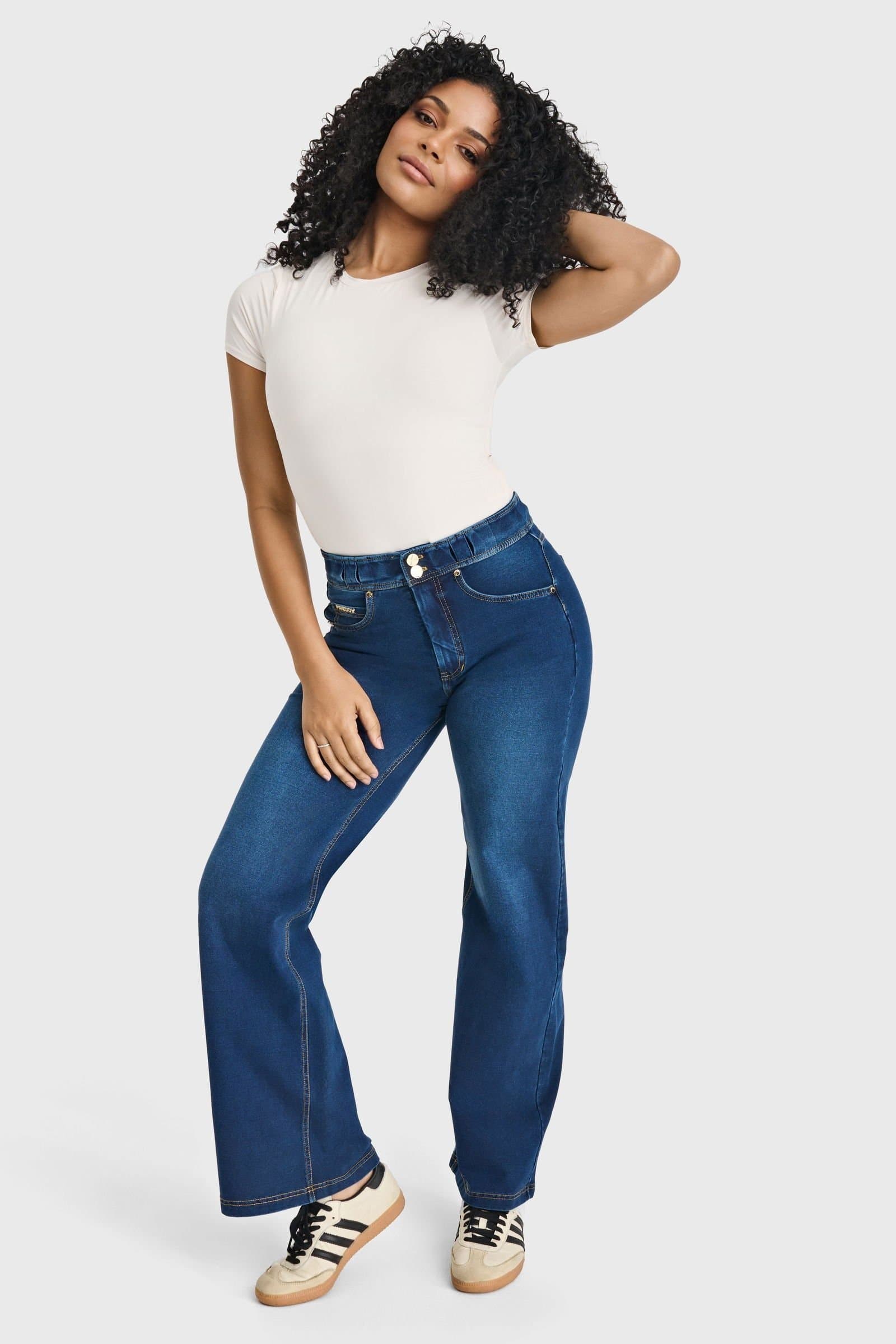 Freddy Freddy Women's N.O.W Denim High Waisted Wide Leg Jeans in Dark Blue